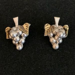 Taxco Sterling and Brass Grape Earrings